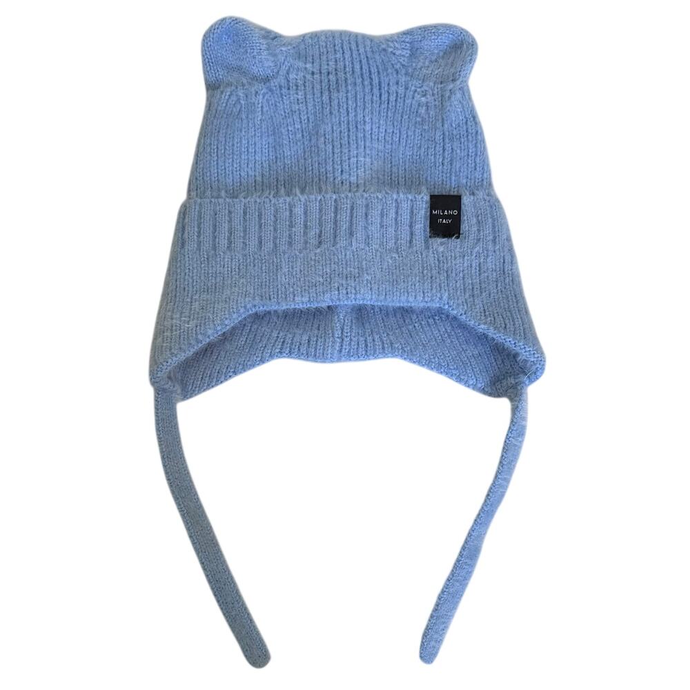Womens Winter Beanie Hat Light Blue Ear Flaps Animal Ears One Size